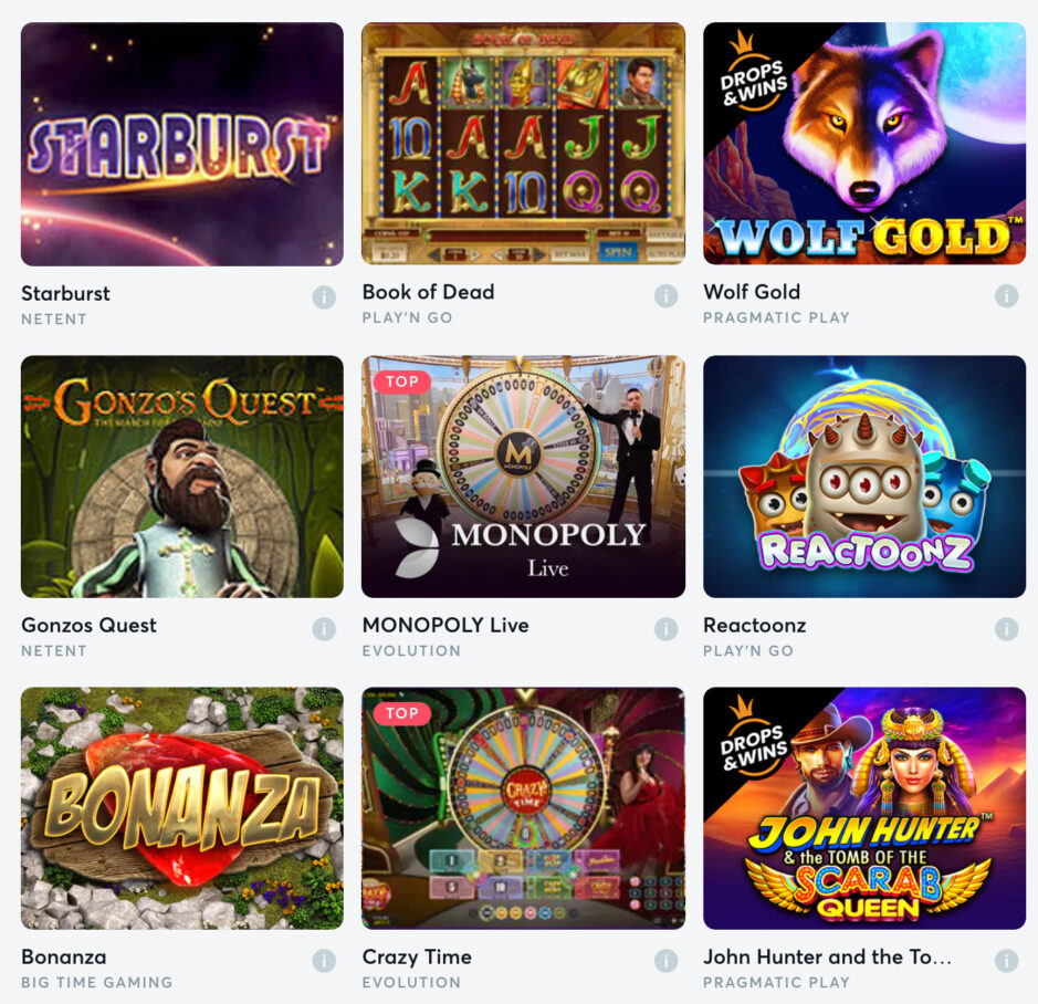 Large game selection on Bitcasino.io
