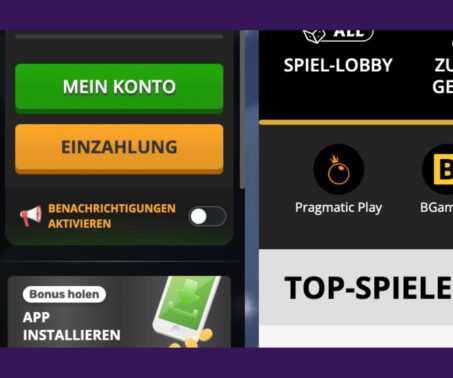 Das Bild zeigt die Einzahlung bei Playamo: Wallet Bereich