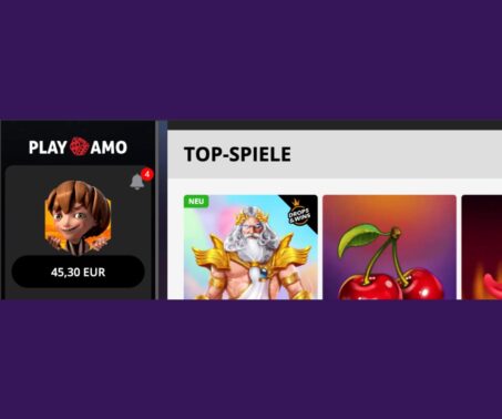 Das Bild zeigt die Einzahlung bei Playamo: Zahlungseingang