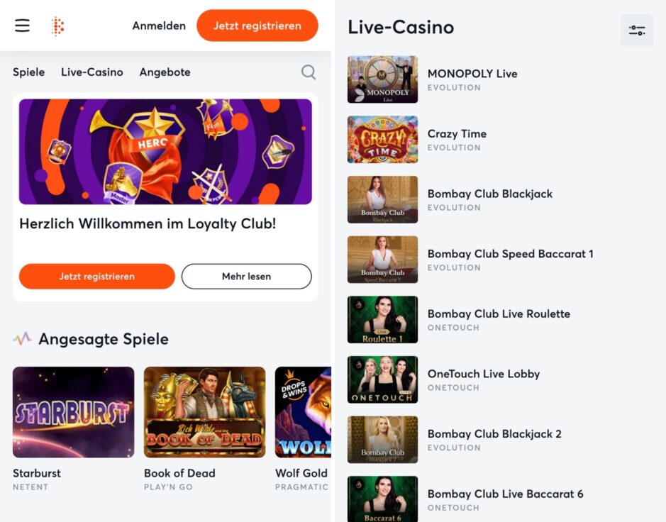 Mobile Ansicht Bitcasino.io