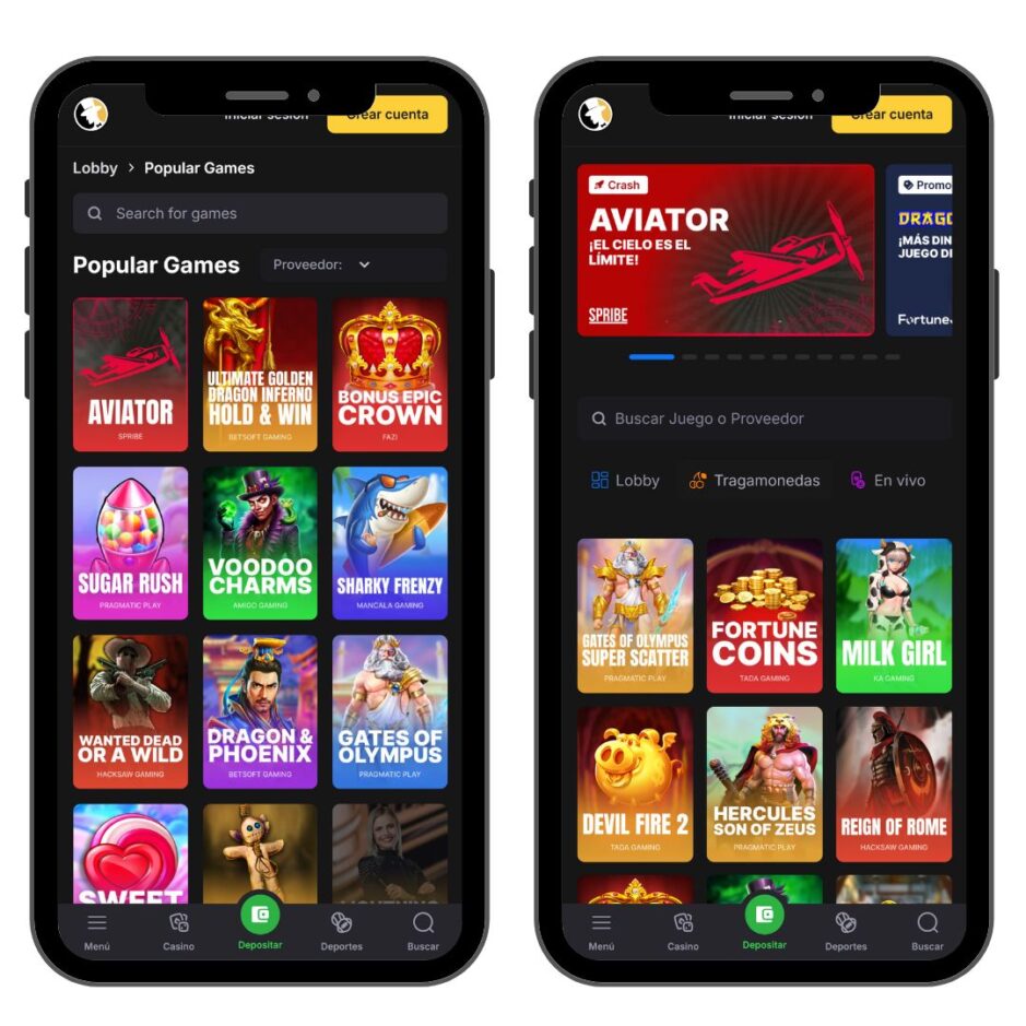 Así se ve la versión móvil del casino FortuneJack