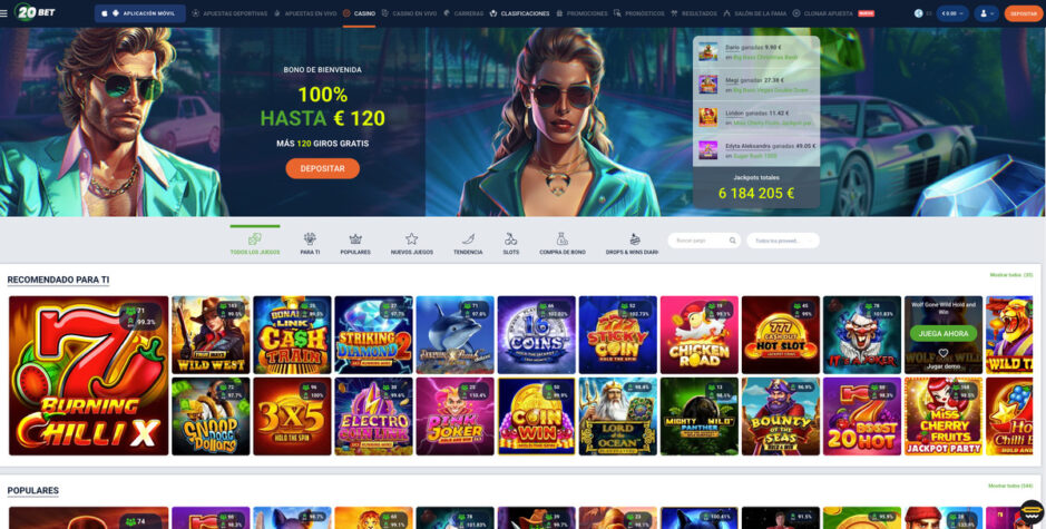 20bet Casino Lobby Interfaz dinámica del casino online Bet20