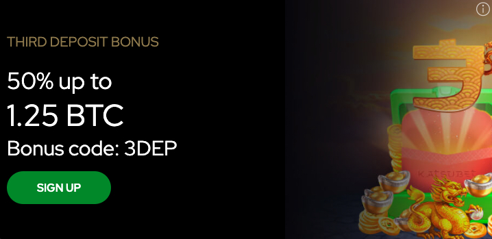 Thirst deposit Bonus contains 50% bonus up to 1.25 BTC.