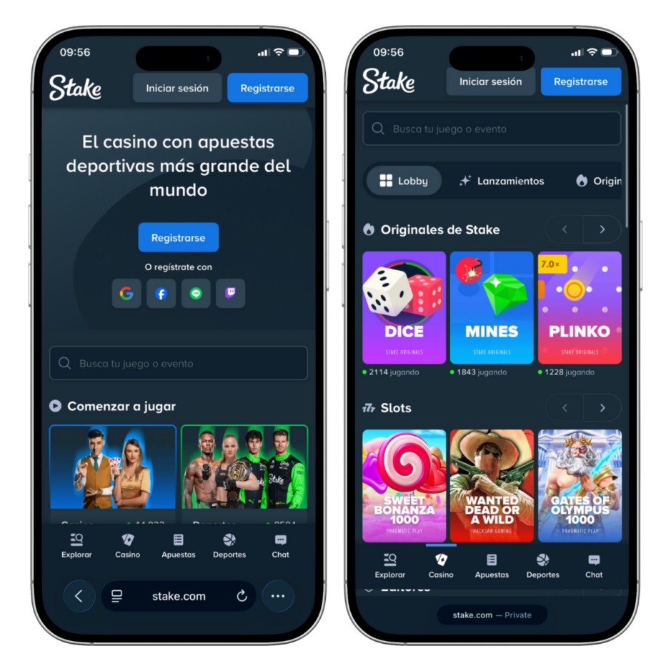Versión optimizada para jugar Stake Casino