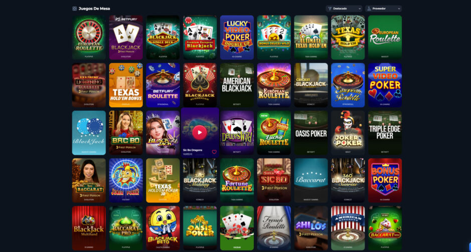 Hasta 295 juegos de mesa en la plataforma de juego Betfury