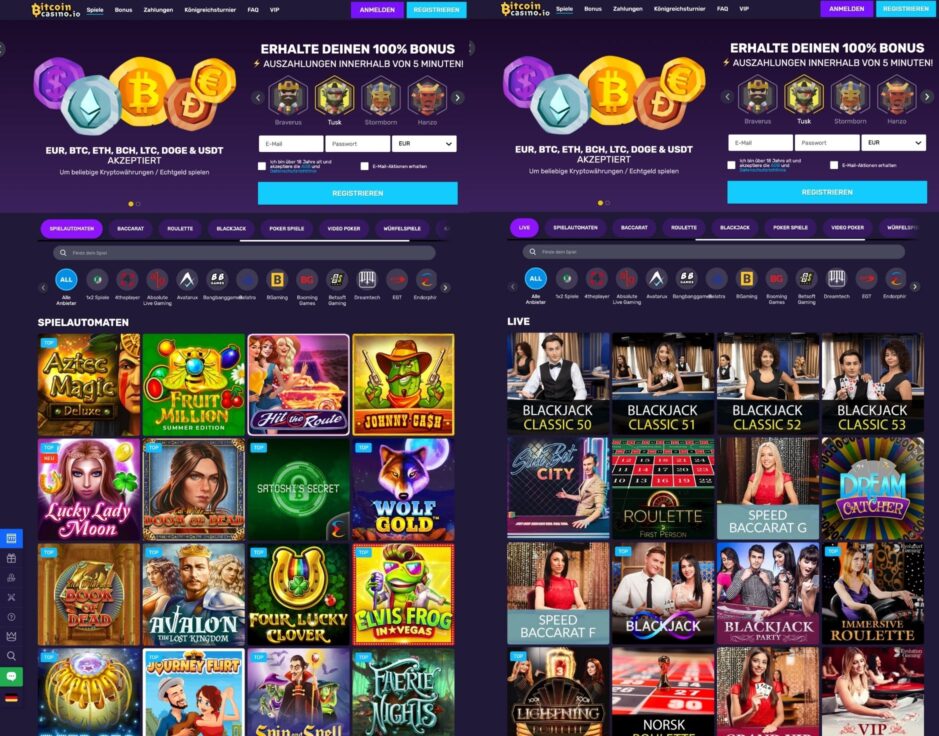 Spielauswahl Bitcoincasino.io