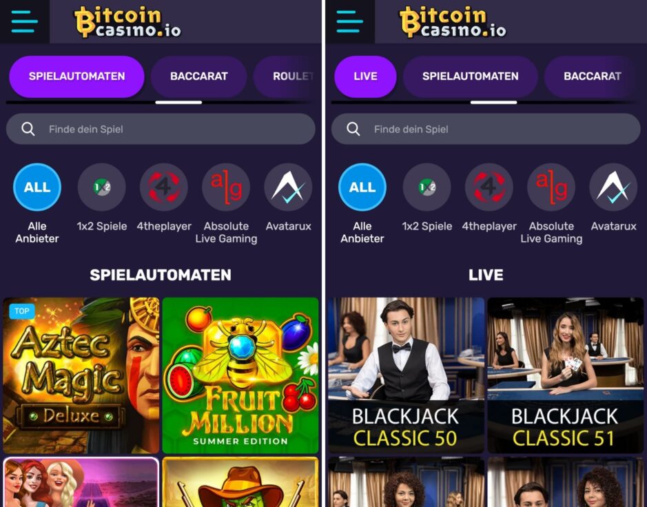Mobile App Bitcoincasino.io