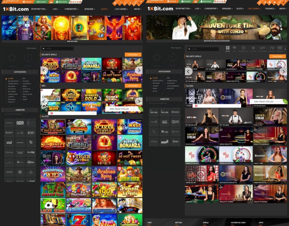 Spieleauswahl 1xBit Casino