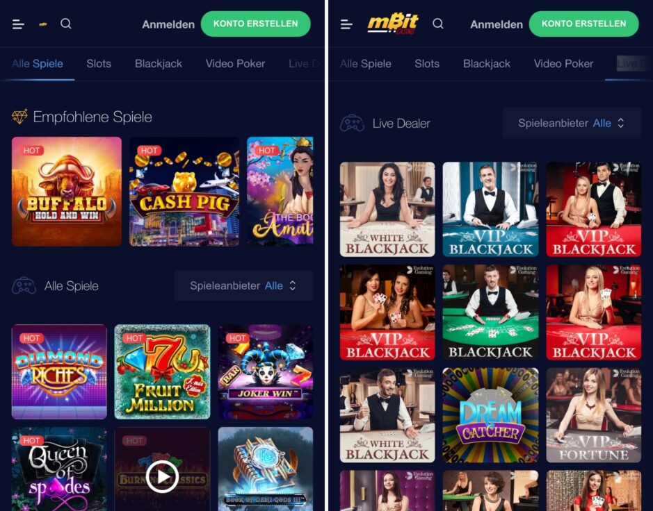 Mobile Nutzung mBit Casino