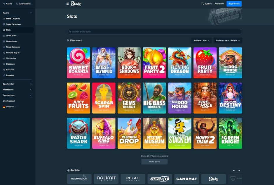 Spieleauswahl Stake Online Casino