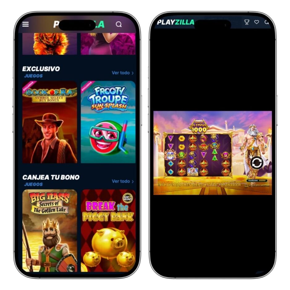 Así se ve Playzilla desde el dispositivo móvil