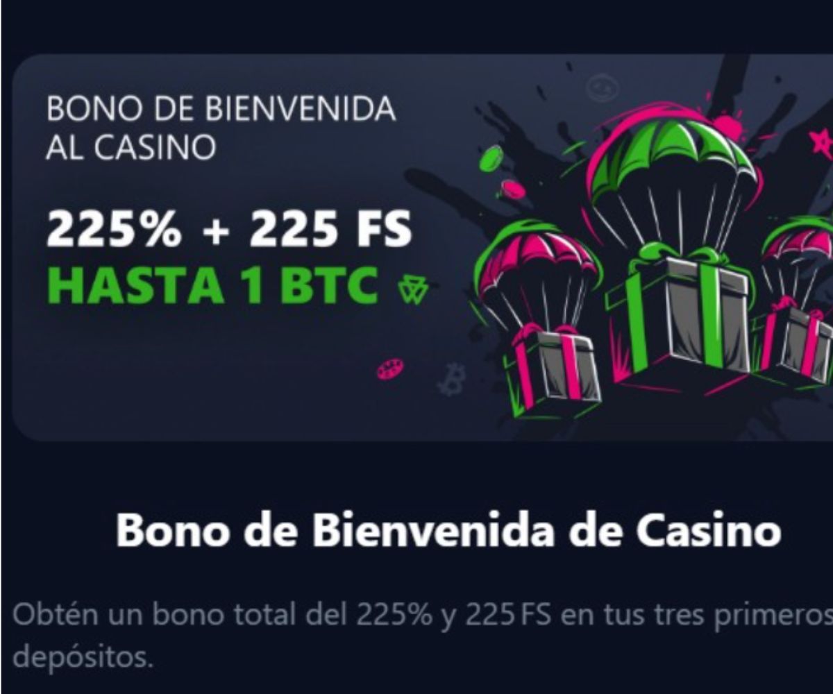 Bono de bienvenida al casino de Bets.io de hasta 225% y 225 FS