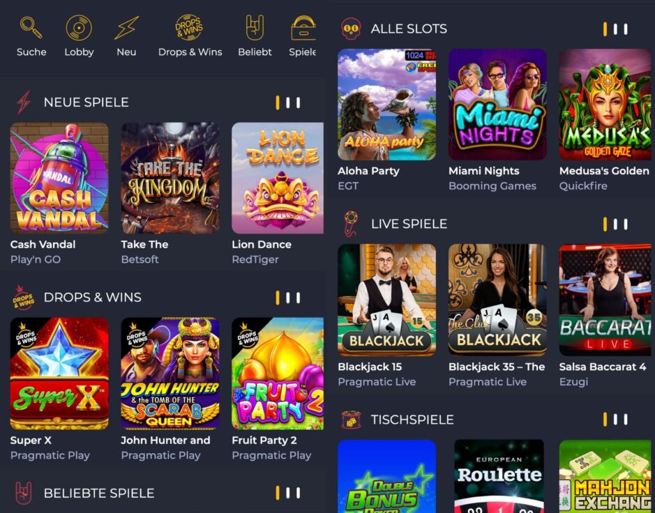Mobile Ansicht RollingSlots