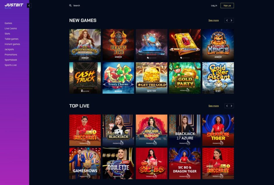 Spielauswahl JustBit Online Casino