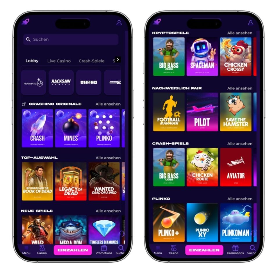 Das mobile Casino von Crashino