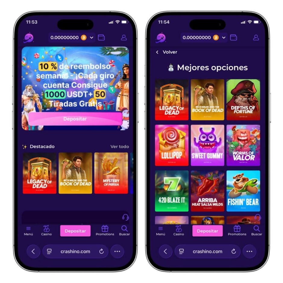 juegos de casino optimizados para móvil en Crashino