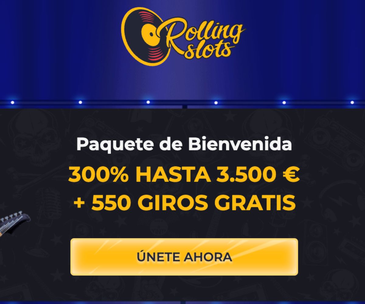300% hasta 3.500€ y 500 giros gratis en el paquete de bienvenida de los Rollingslots casino