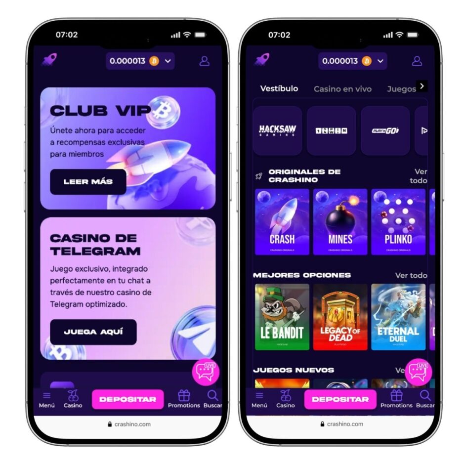 Versión móvil de Crashino, con un bono de bienvenida del 100% hasta $1000 y 200 giros gratis. Además, las mejores opciones según el casino.