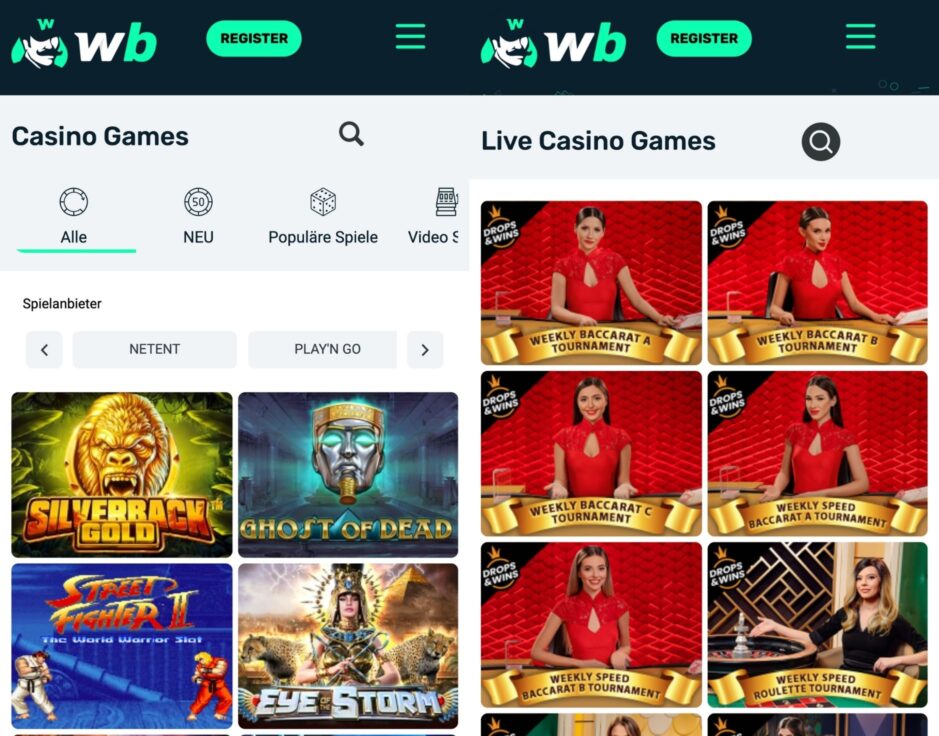 Mobile Ansicht Wallacebet Online Casino