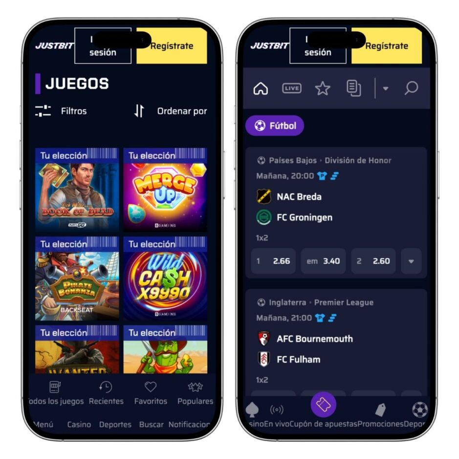 Apuestas deportivas y juegos de casino de Justbit