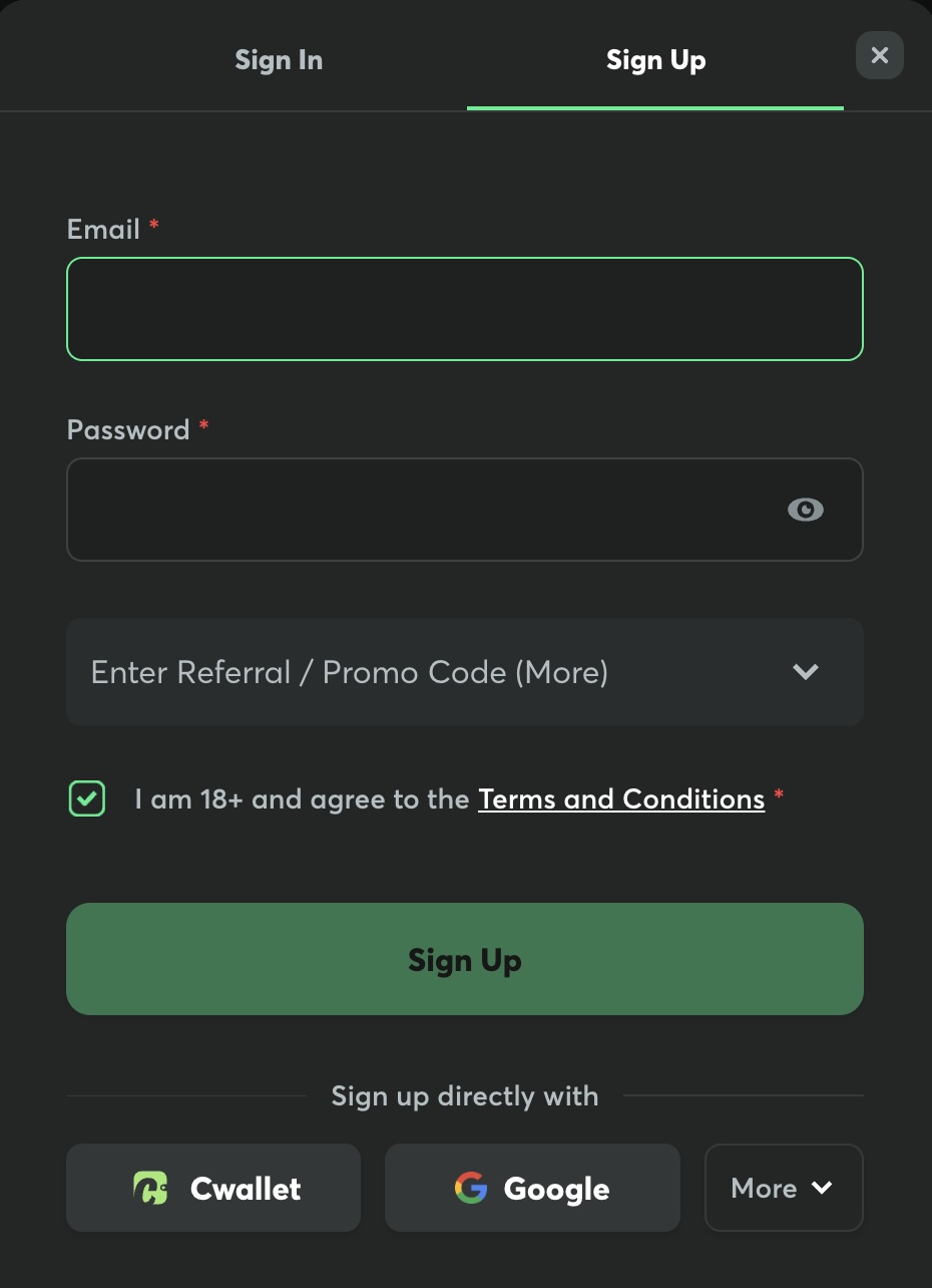 The image shows the sign up process at BC. Game