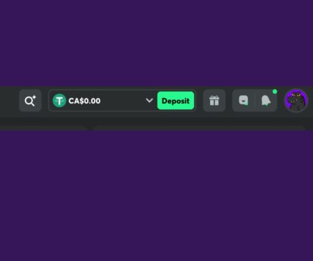 The image shows the BC. Game deposit section: Wallet section in the profil