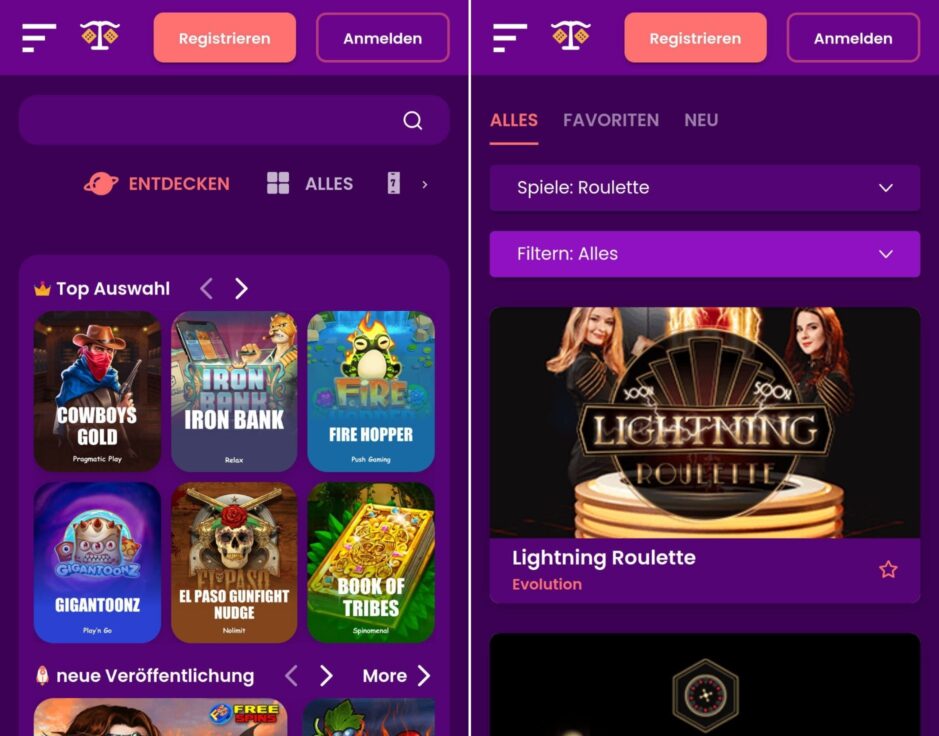 Mobile Ansicht Trust Dice Casino