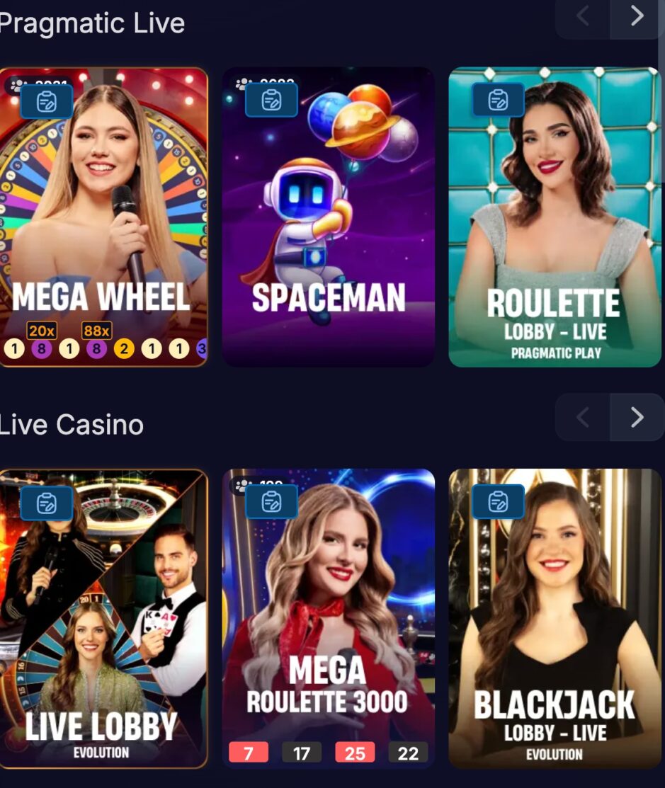 Das Bild zeigt einen kurzen Ausschnitt der Live Casinos bei Bitsler DE