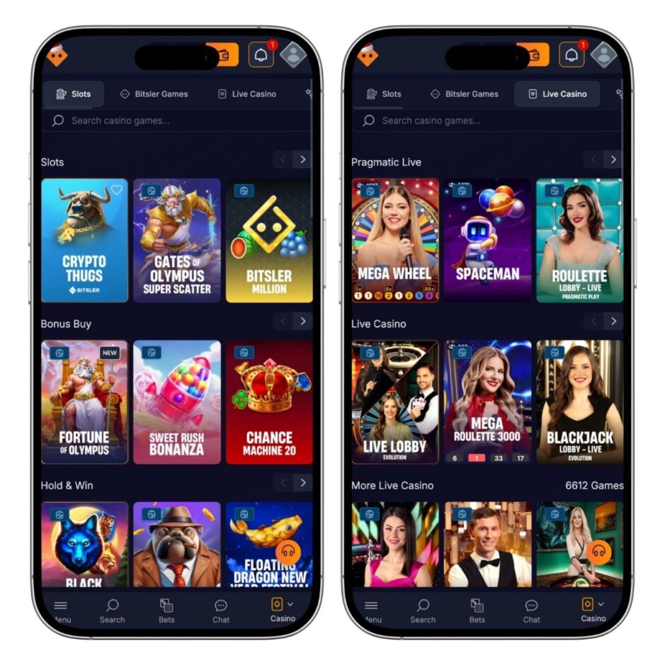 bitsler casino mobile screenshot