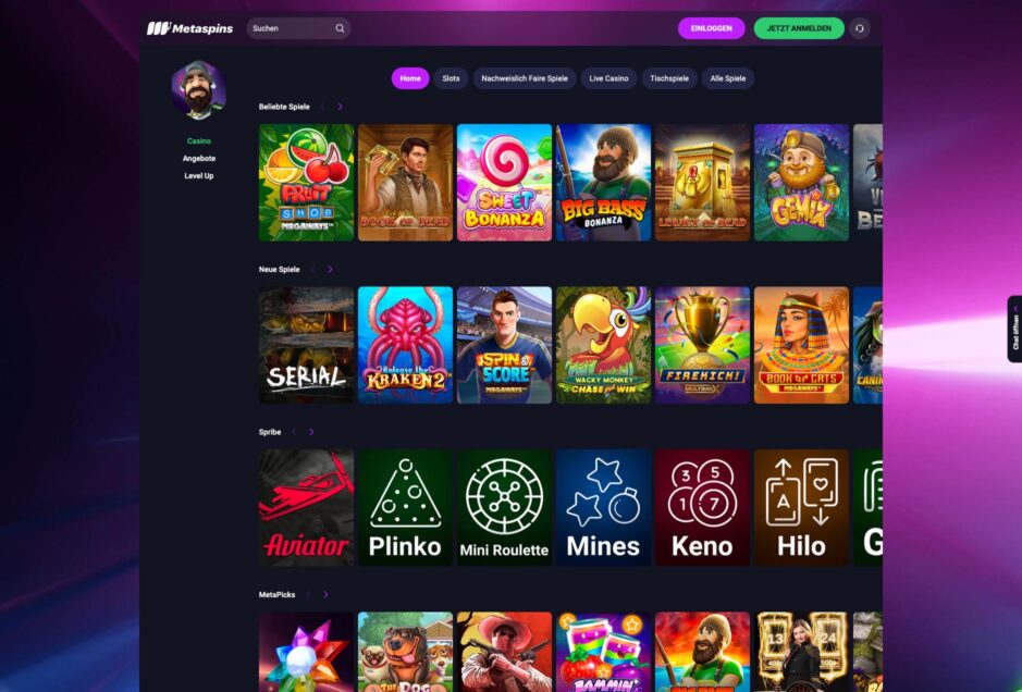 Selección de juegos Casinos en línea Metaspins