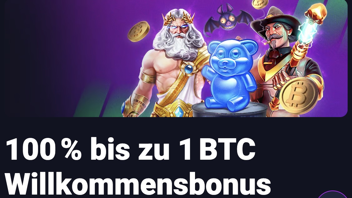 Das Bild zeigt den Willkommensbonus des Metaspins CH - 100% bis zu 1 BTC