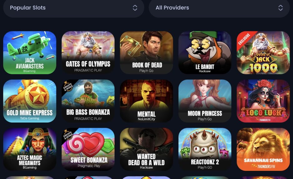Das Spiel zeigt einen Ausschnitt aus der Spiellobby von Jackbit CH