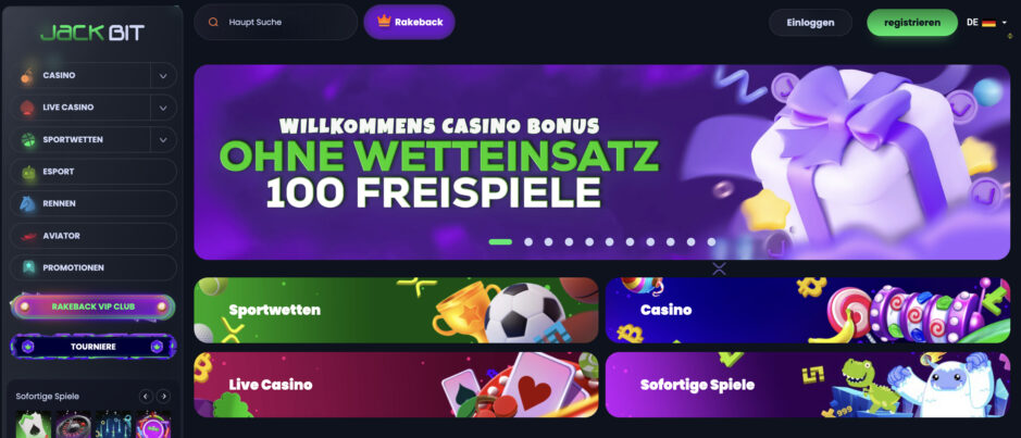 Aktueller Screenshot vom Jackbit Willkommensbonus