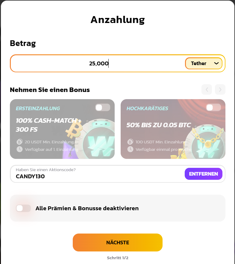 Bonuscode für Wildcoins