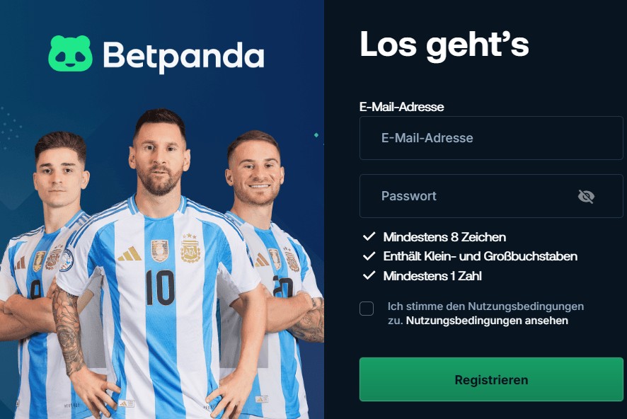 Screenshot der Anmeldemaske im Betpanda Casino