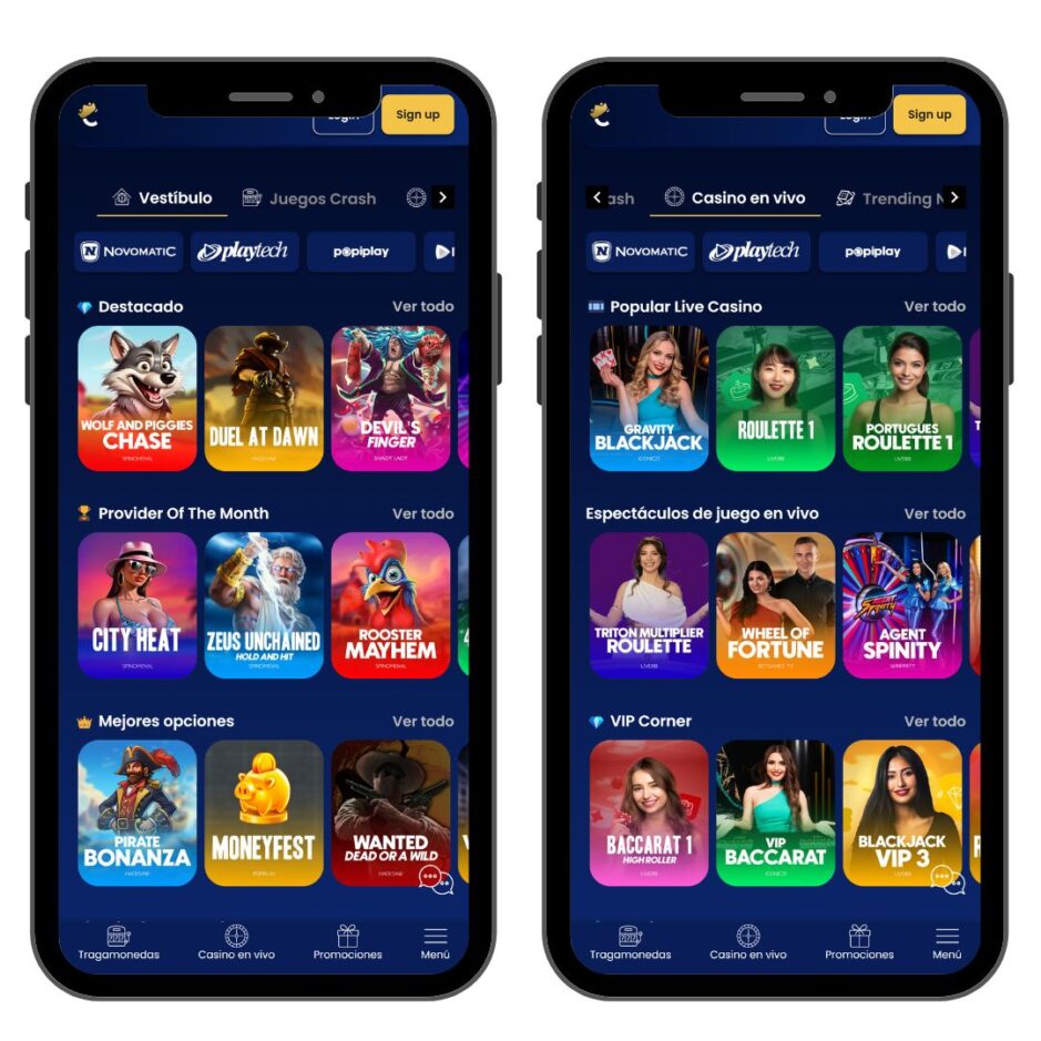 Tanto en el iPhone como en el móvil Android se puede jugar en Coinkings.io sin necesidad de descargar nada.