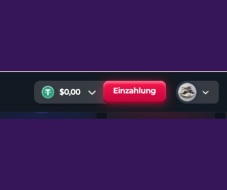 Das Bild zeigt den Button, der zur Einzahlung und das Wallett bei BetFury CH leitet