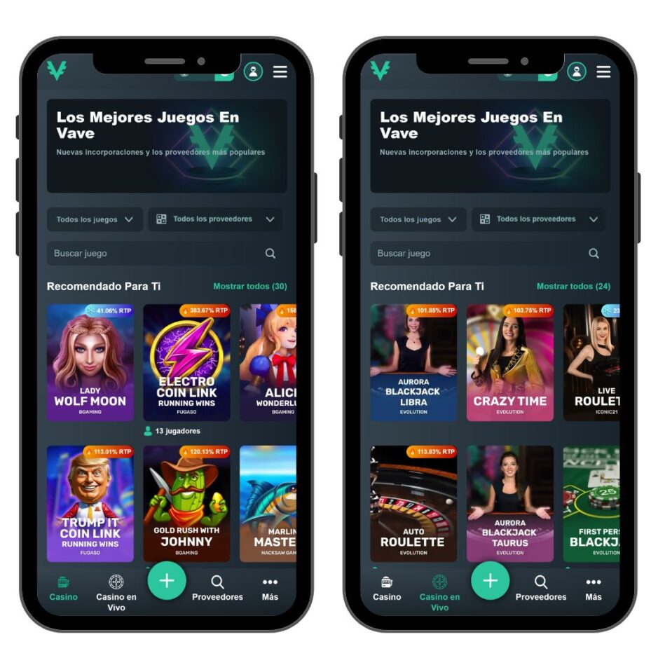 La versión móvil de Vave es muy fácil de usar.