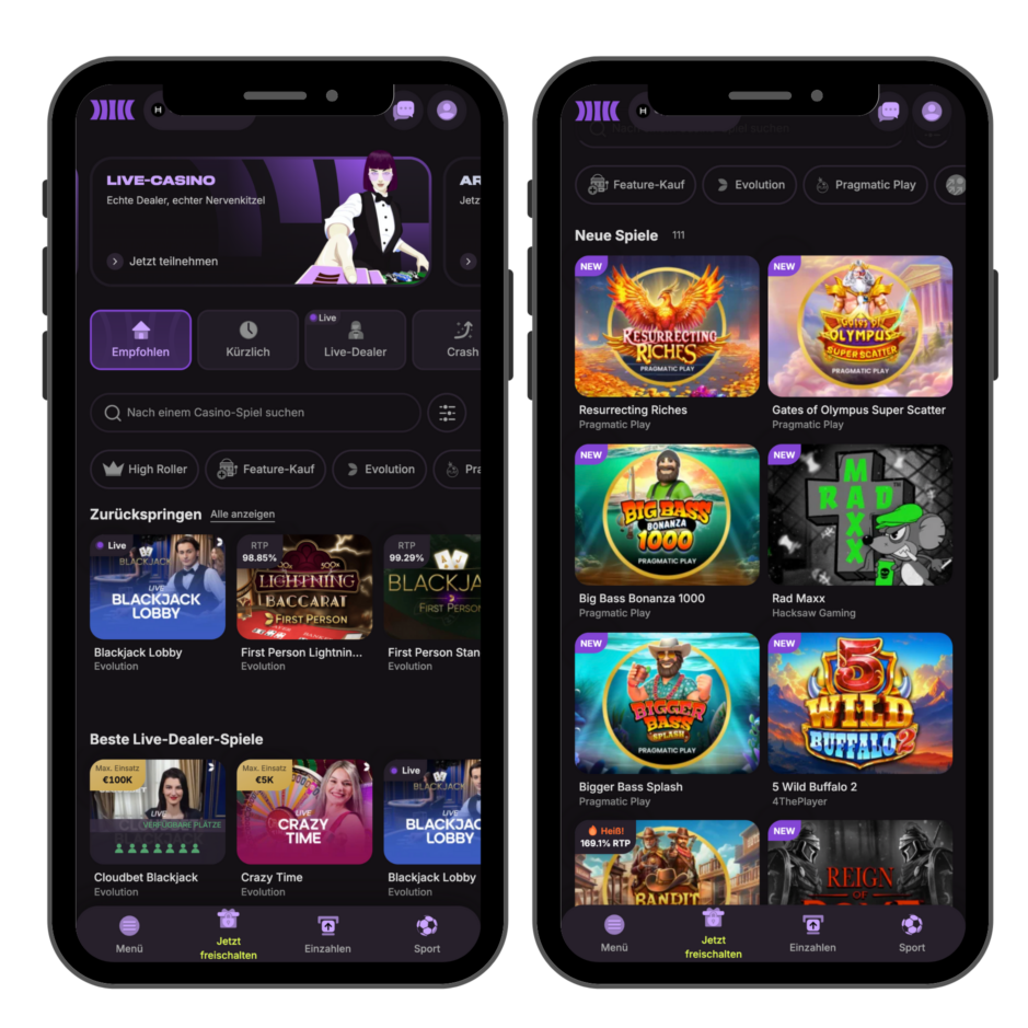 Cloudbet Casino mobile Screenshot -Schweiz 2025