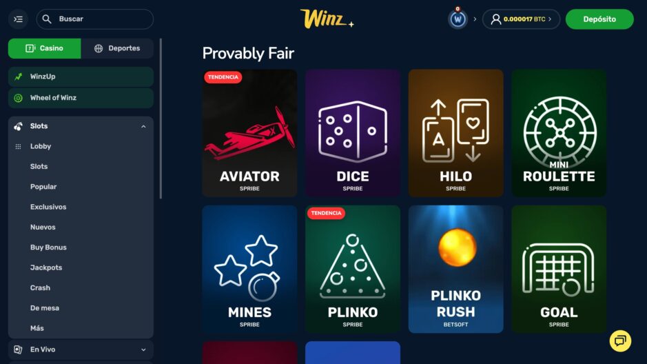 10 opciones de juego para jugar en la sección de Provably Fair. Entre ellos Aviator, el juego más destacado en los crypto casinos.