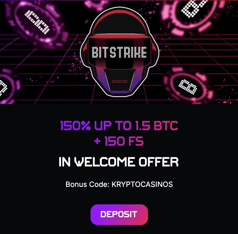 bitstrike casino exclusive welcome bonus screenshot