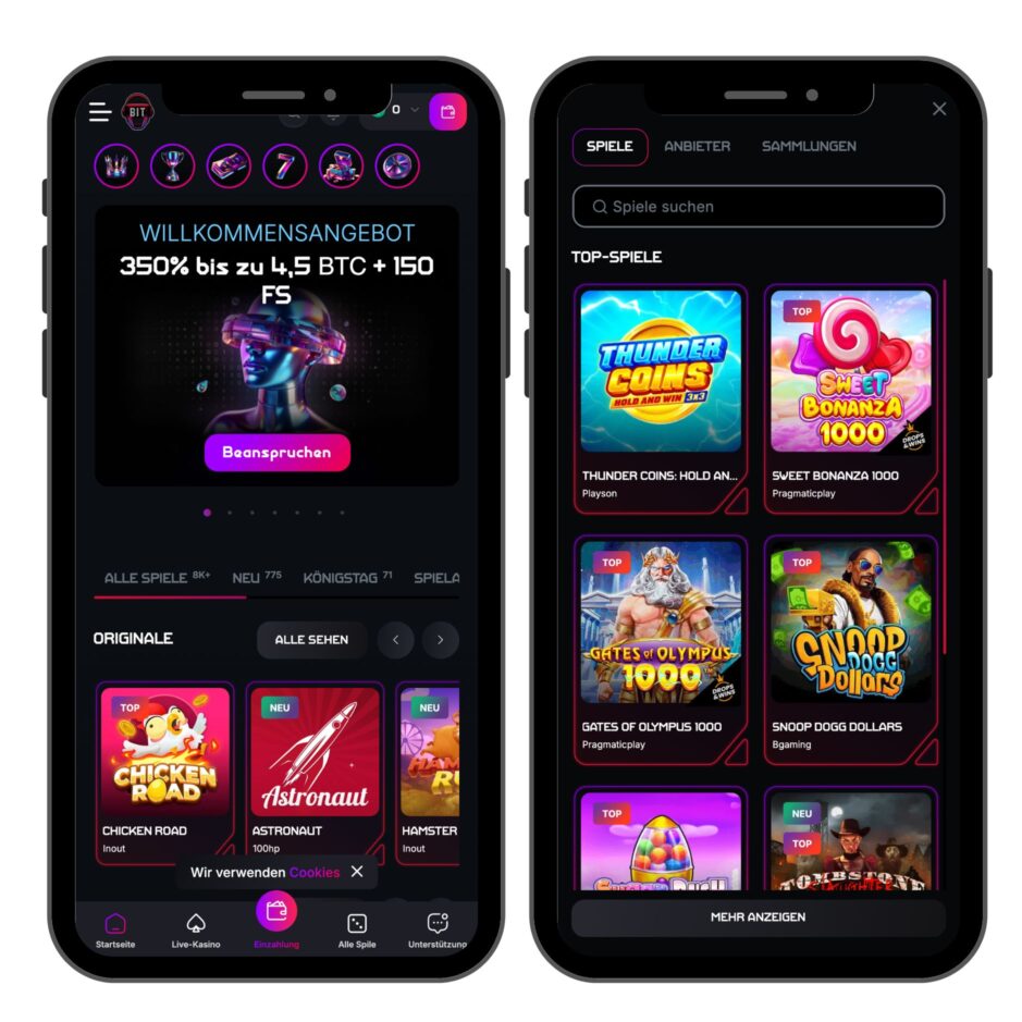 Bitstrike Casino Mobile Screnshot - Bitstrike Test von kryptocasinos.com