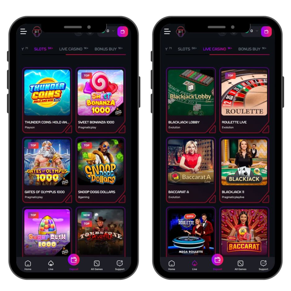 mobiler Screenshot vom Bitstrike Casino