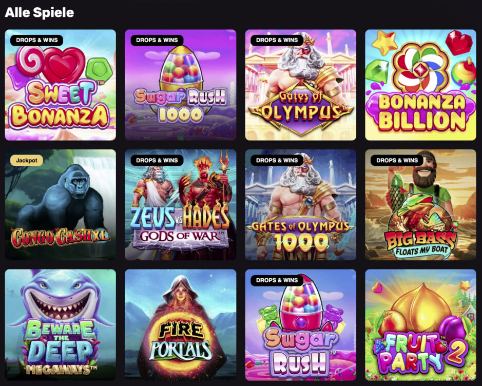 Screenshot der Playbet.io Spielauswahl im kryptocasinos.com Test 2025