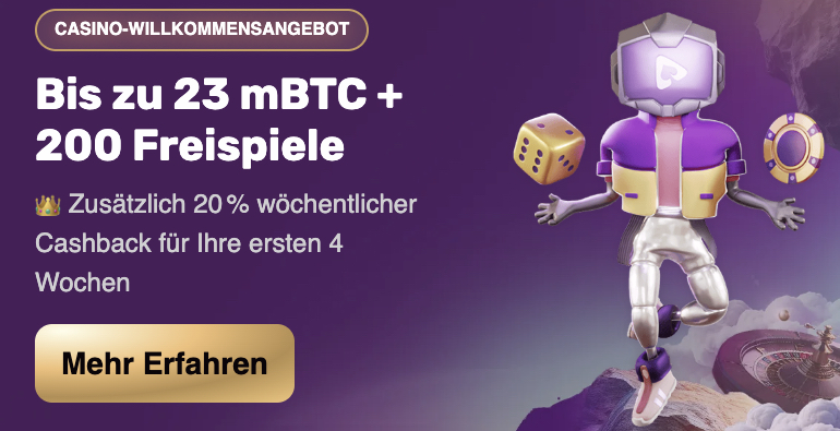 Der aktuelle Playbet.io Willkommensbonus für Schweizer: 130% bis zu 23 mBTC + 200 Freispiele - getestet von kryptocasinos.com 2025