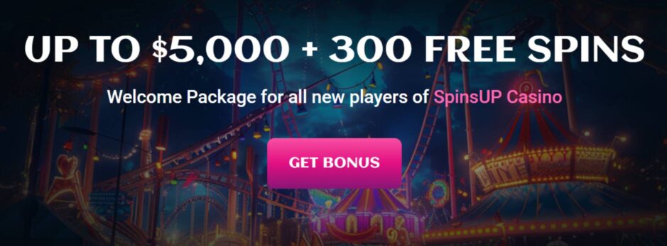 SpinsUp casino welcome bonus screenshot