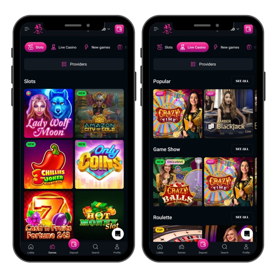 SpinsUp mobile casino screenshot