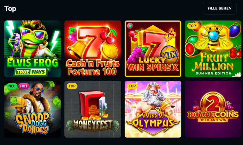Screenshot der SpinsUp Top Slots Schweiz - getestet von kryptocasinos.com