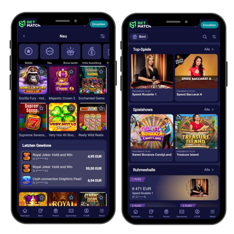 BetMatch mobiles Casino Screenshot