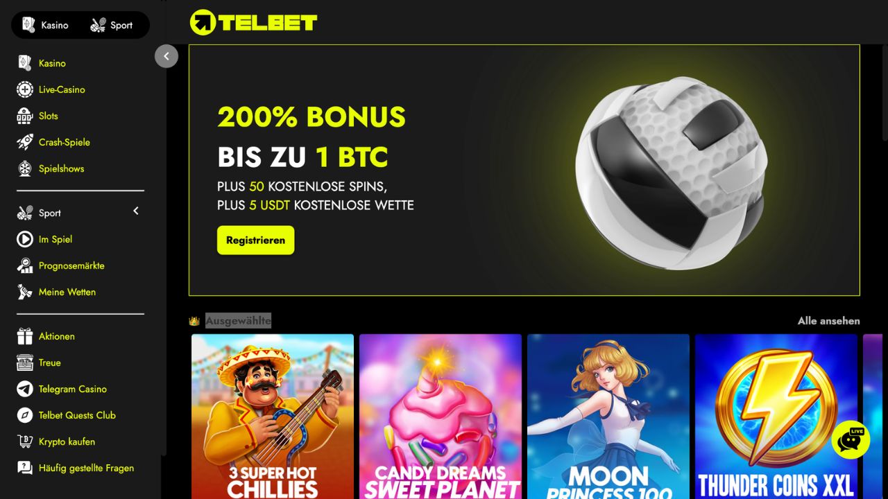 Das Bild zeigt den Desktop Ausschnitt der Startseite mit der Spiellobby und dem Bonusbanner